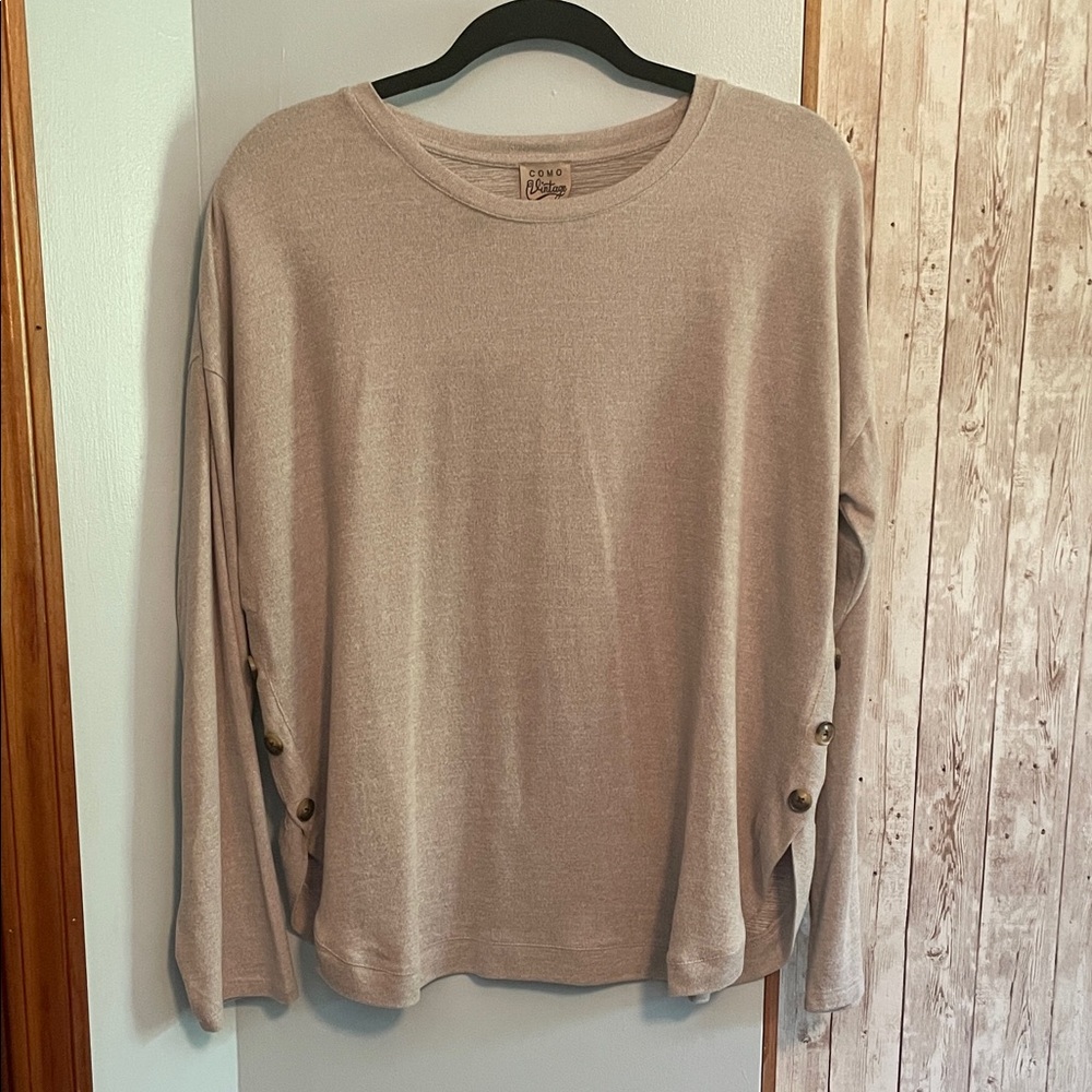 Cato Taupe Sweater with Button Details